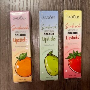 Sandwich Change Colour Lipstick Set - Orange, Green, Pink